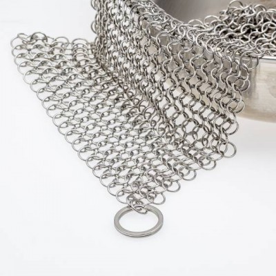 Stainless Steel 4"x4"chainmail Scrubber Chain Skillet Cleaner For Pre-seasoned Pan Dutch Ovens Cast Iron Pans Cleaning