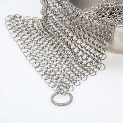 8"x8" China Factory Cast Iron Cleaner Stainless Steel 8x8 Inch Chainmail Scrubber for all Types of Skillet Griddles